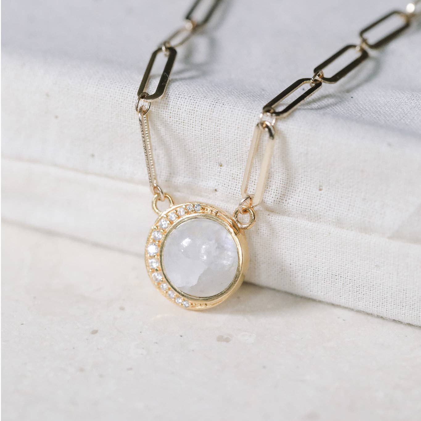 Diana's Delight Moonstone Necklace: Gemstone & Gold Filled