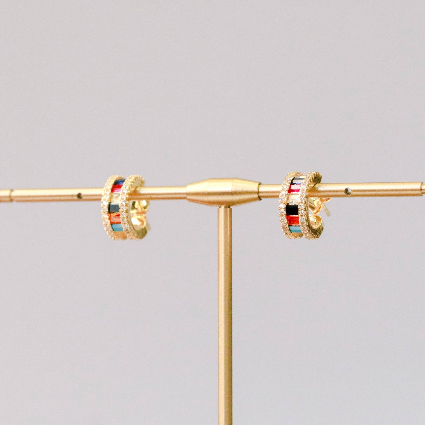 CZ Rainbow Hoop Earrings
