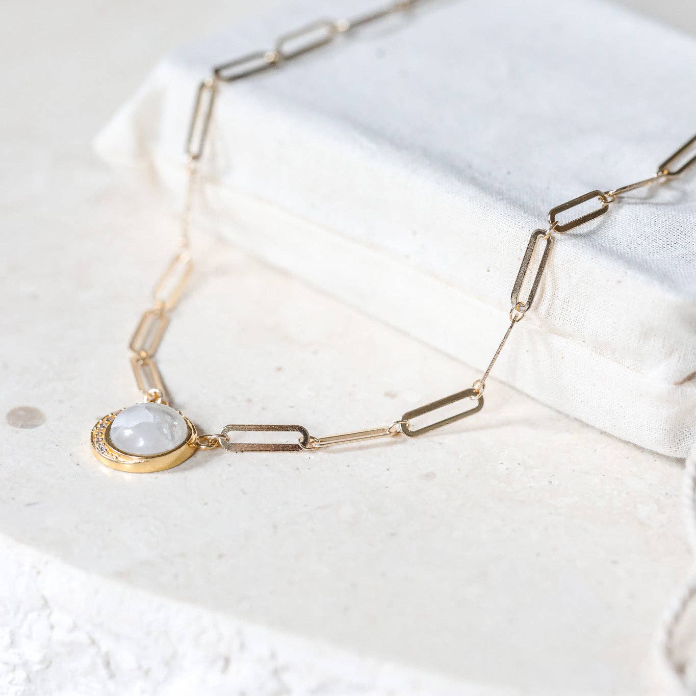 Diana's Delight Moonstone Necklace: Gemstone & Gold Filled