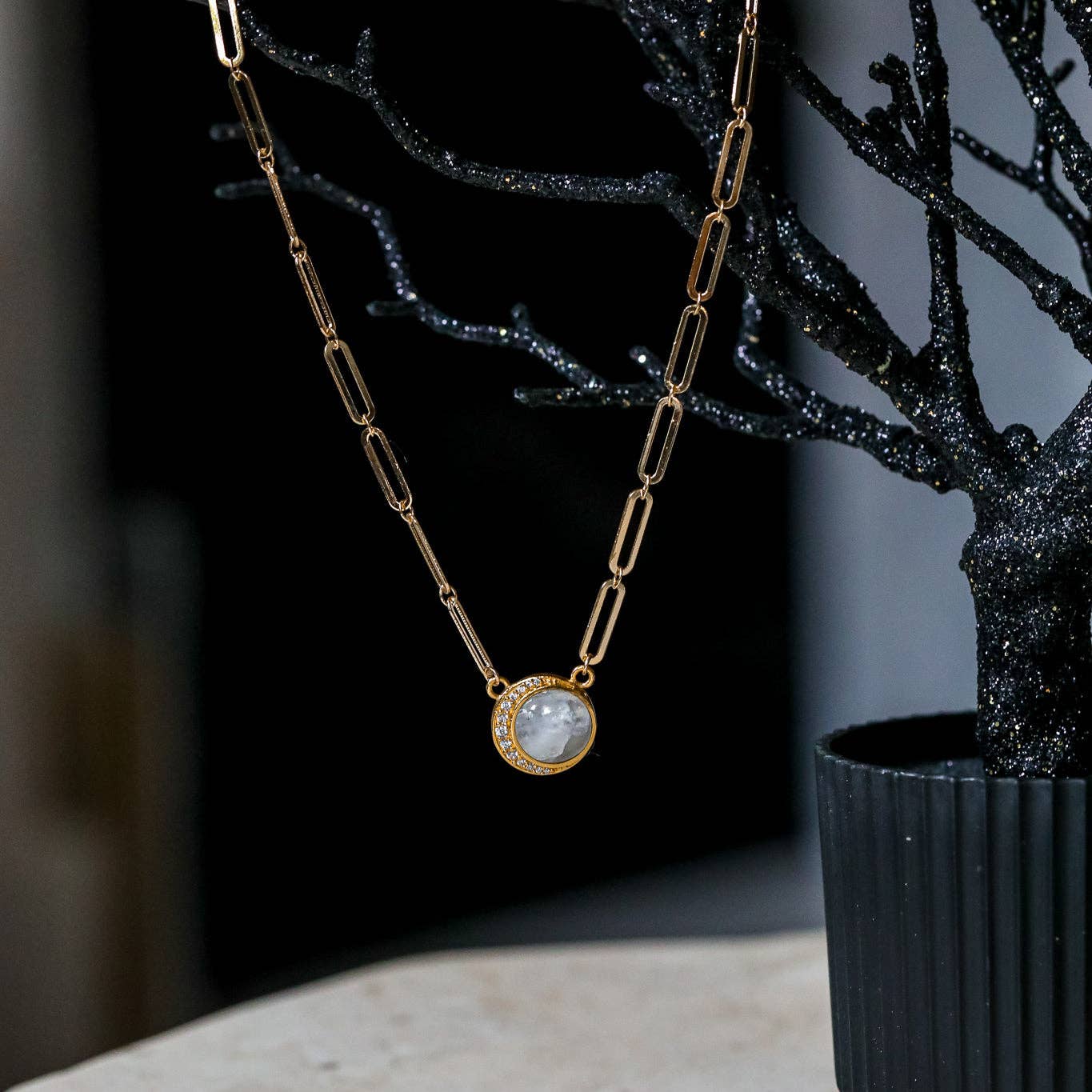 Diana's Delight Moonstone Necklace: Gemstone & Gold Filled