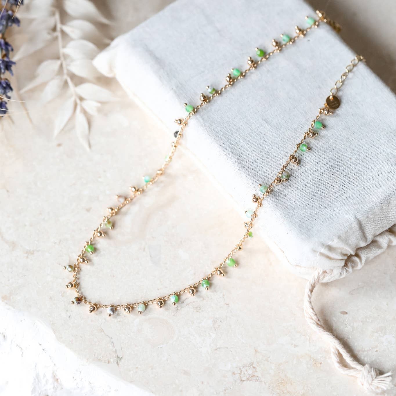 Midsummer Necklace in Green Agate: Summer Gemstone Jewelry
